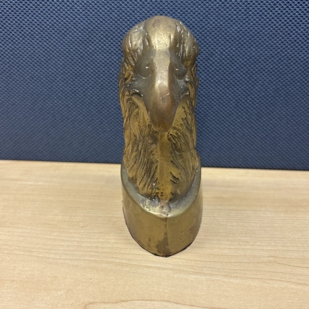 VTG Brass Bald Eagle Bird Heads Bookend Korea Federal Style Classic Decor
